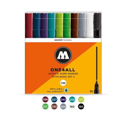 Akrilinis žymeklis One4All 127HS 2mm Wallet Basic-Set 2 10 pcs.