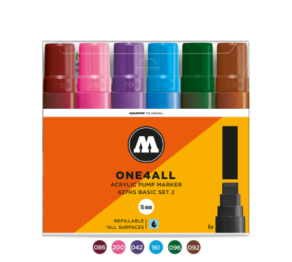 Akrilinis žymeklis ONE4ALL 627HS 15 mm  x 6 vnt  Nr2