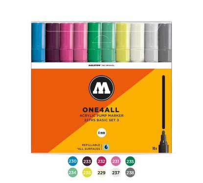 Akrilinis žymeklis One4All 227HS 2 mmWallet Basic-Set 3 10 pcs.