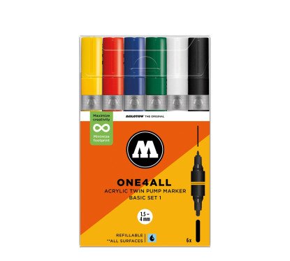 Akrilinis žymeklis ONE4ALL Twin 1,5+4 mm x 6 vnt