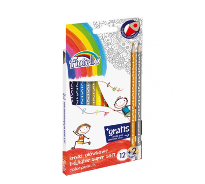 Pieštukai 12 sp.FIORELLO+2sp.aukso,sidabro