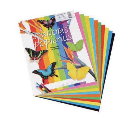 Popierius spalvotas ryškios 10 sp.x 5 lapai, 80 g/m²