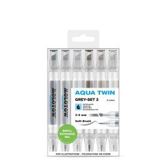 Žymeklis Aqua Twin 1mm/2-6mm Grey Set 2