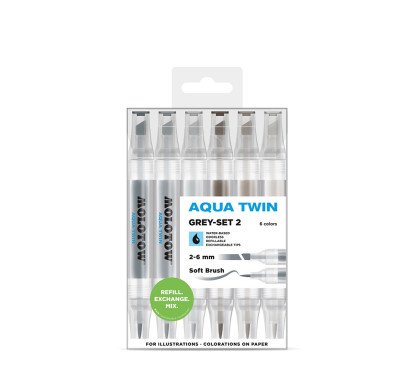 Žymeklis Aqua Twin 1mm/2-6mm Grey Set 2