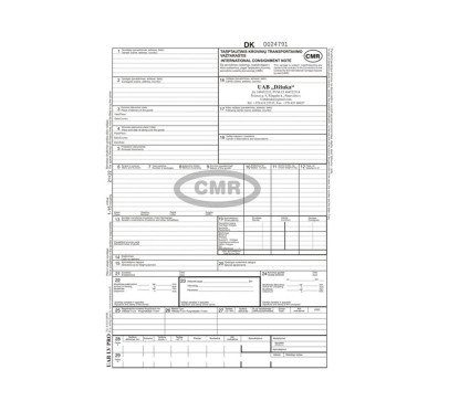 CMR važtaraščių komplektas 4egz. su Nr