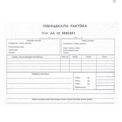 PVM sąskaita faktūra A5 SC(1+1) su Nr.