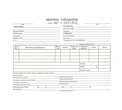 Krovinio važtaraštisA5 SC su Nr