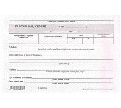 Kasos pajamų order.A5 SC(kopij.),50kompl.
