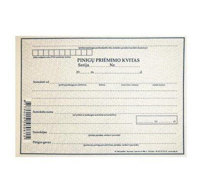 Pinigų priėmimo kvitai be Nr