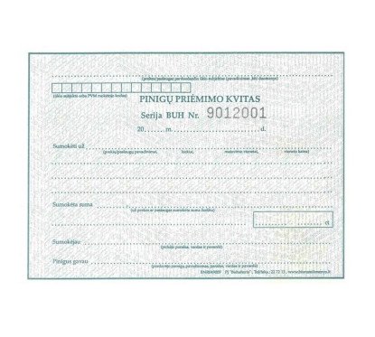 Pinigų priėmimo kvitai su Nr