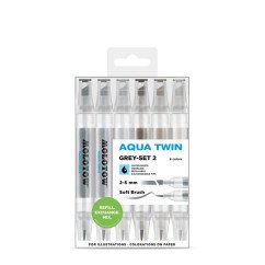 Žymeklis Aqua Twin 1mm/2-6mm Grey Set 2