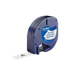 Juostelė Letratag plastik.12mmx4m balt./juod.spauda