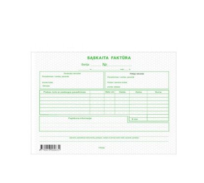 Sąskaita- faktūra A5 SC(1+1) be Nr