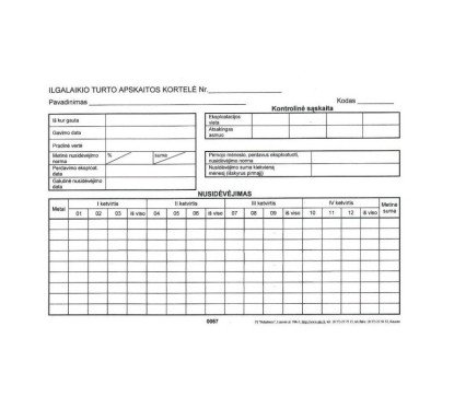 Ilgalaiko turto apskaitos kortelė