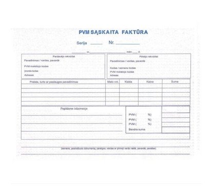 PVM sąskaita faktūra A5 SC(1+1) be Nr.