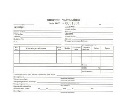 Krovinio važtaraštisA5 SC su Nr