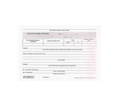 Kasos pajamų order.A5 SC(kopij.),50kompl.