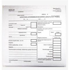 Lengvojo automobilio kelionės lapas su Nr