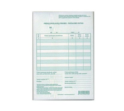 Prekių (paslaugų) pirkimo-pardavimo kvitai be Nr.