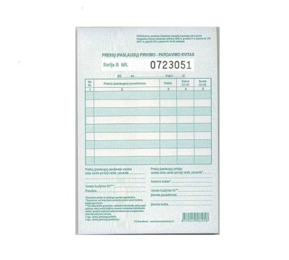 Prekių (paslaugų) pirkimo-pardavimo kvitai su Nr.