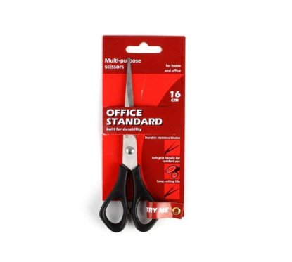 Žirklės 16 cm juodas plastikines rankenos