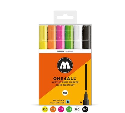 Akrilinis žymeklis ONE4ALL 227HS 4 mm  x 6 vnt Neon Set