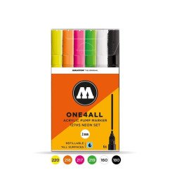 Akrilinis žymeklis ONE4ALL 127HS 2 mm  x 6 vnt Neon Set