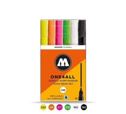 Akrilinis žymeklis ONE4ALL 127HS 2 mm  x 6 vnt Neon Set