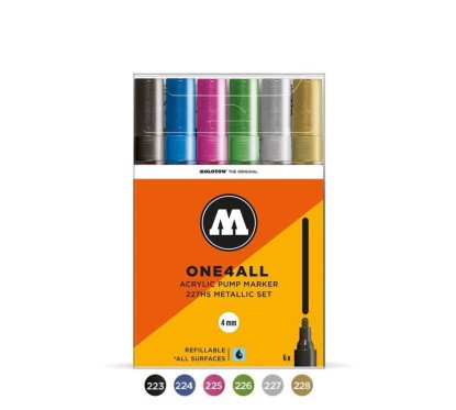 Akrilinis žymeklis ONE4ALL 227HS 4 mm  x 6 vnt Metallic Set