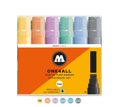 Akrilinis žymeklis ONE4ALL 627HS 15 mm x 6 vnt Pastel