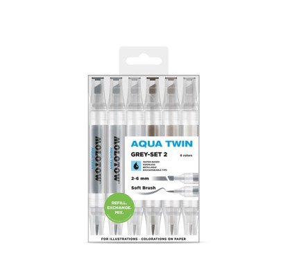 Žymeklis Aqua Twin 1mm/2-6mm Grey Set 2