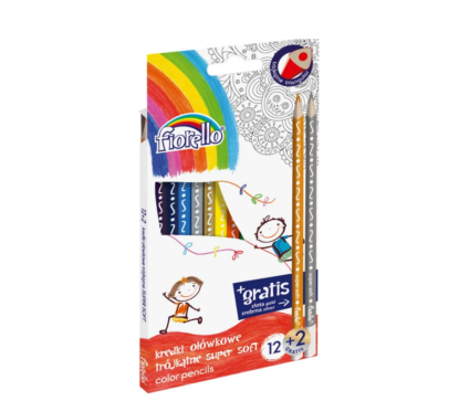 Pieštukai 12 sp.FIORELLO+2sp.aukso,sidabro