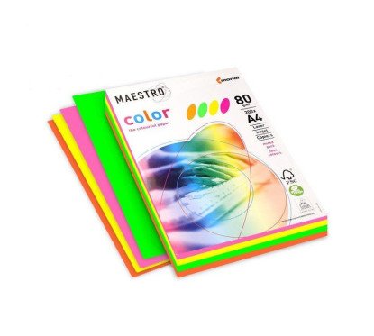 Neoninių spalvų popieriaus rinkinys A4