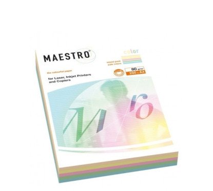 Spalv.popier.rink.MAESTRO 5sp.x50l. A4/80g pastel.