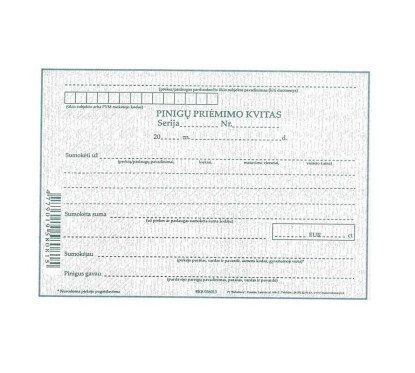 Pinigų priėmimo kvitai be Nr
