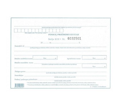 Pinigų priėmimo kvitai su Nr