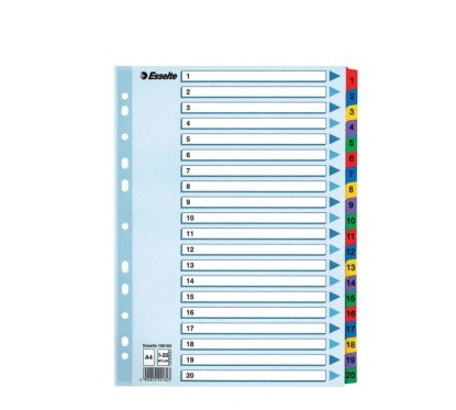 Skiriamieji lapai Esselte spalvoti su skaičiais