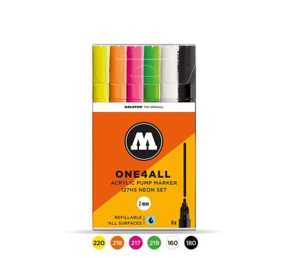 Akrilinis žymeklis ONE4ALL 127HS 2 mm  x 6 vnt Neon Set