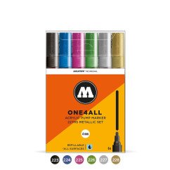 Akrilinis žymeklis ONE4ALL 227HS 4 mm  x 6 vnt Metallic Set